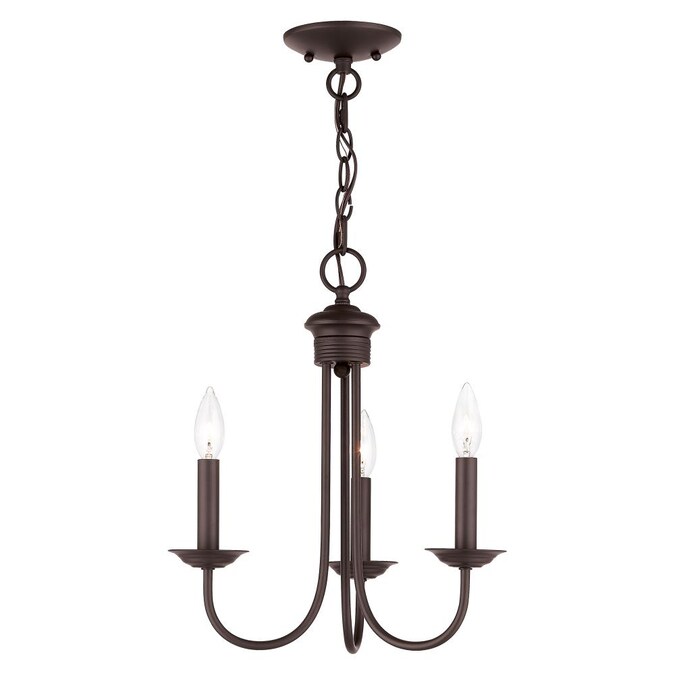 Livex Lighting Estate 3-Light Matte Bronze Traditional Damp Rated Chandelier