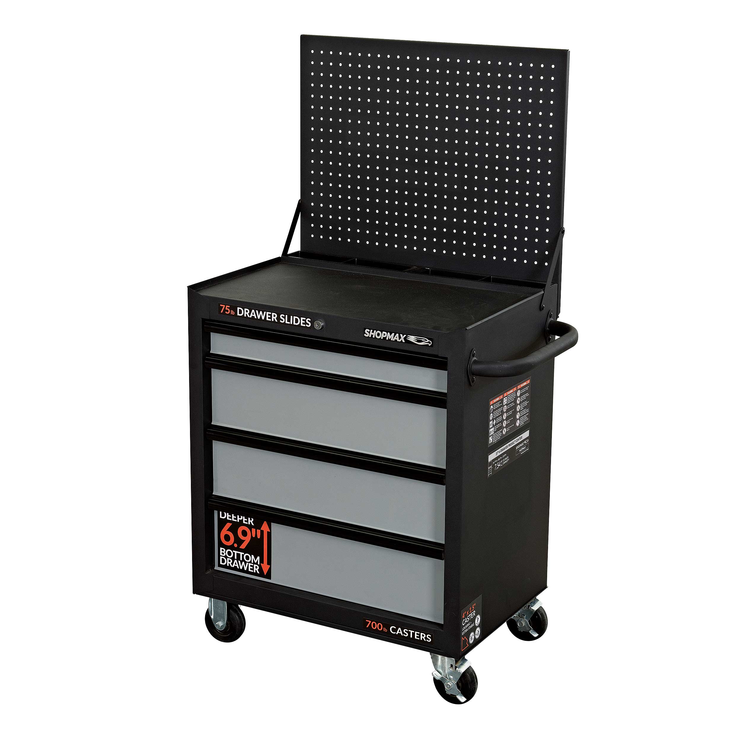 26.71-Inches L x 32.83-Inches H 4 -Drawers Rolling Black Steel Work Bench
