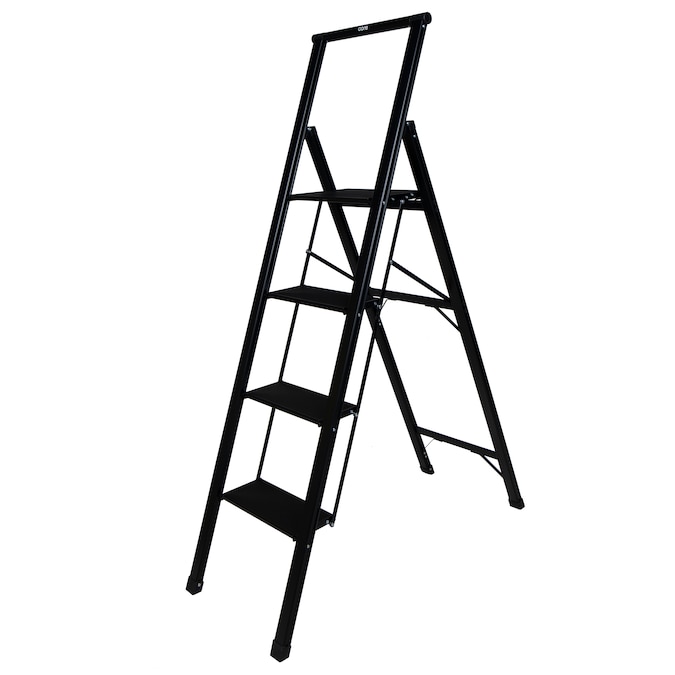 Xtend+Climb SLIMLINE 4-Step 250-lb Capacity Black Aluminum Foldable Step Stool