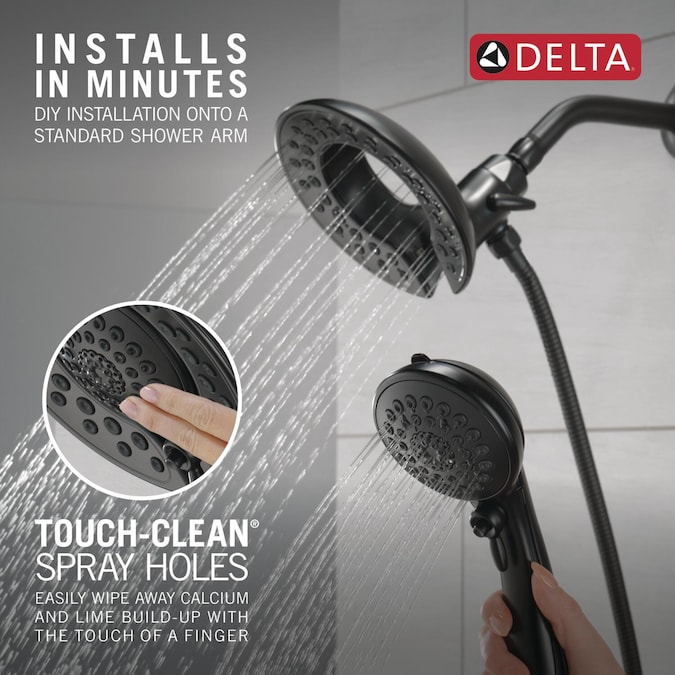 Delta Saylor Matte Black 6.81-in Round Dual/Combo Shower Head 1.75-GPM (6.6-LPM) - Image 4