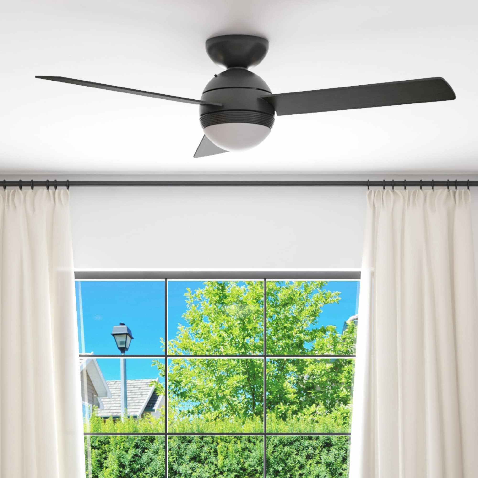 Annandale 52-in Color-Changing Flush Mount Matte Black with Espresso/Mink Blades Ceiling Fan With Light - Remote Included ( 3 -Blade )