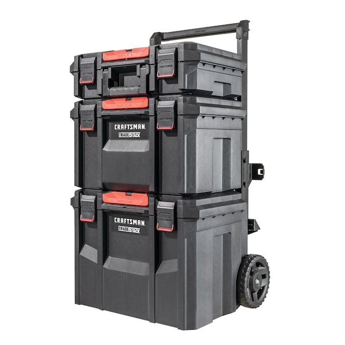 CRAFTSMAN TRADESTACK System 22-in W x 33.6-in H x 18-in D Black Plastic Rolling Tool Box