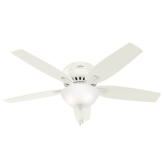 Hunter Newsome 52-in Fresh White with Fresh White/Light Oak Blades LED Indoor Flush Mount Ceiling Fan with Light (5-Blade)