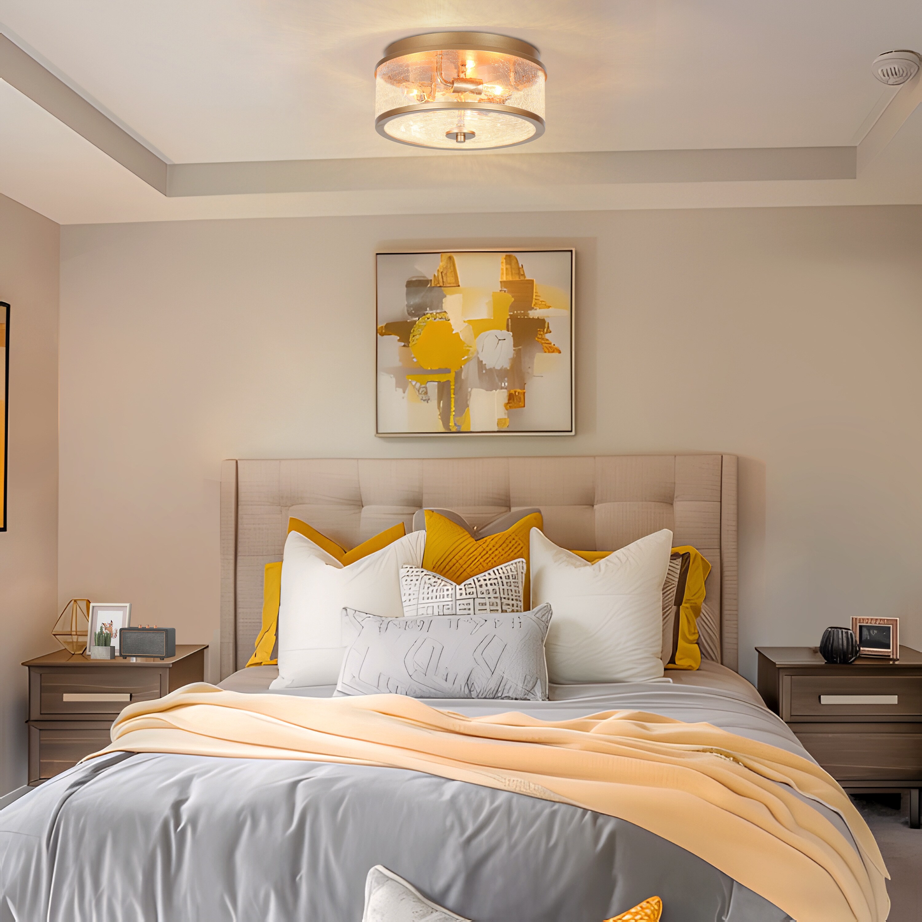 Transitional 3 -Light 12.2-in Matte Gold Semi Flush Mount Light - Image 5