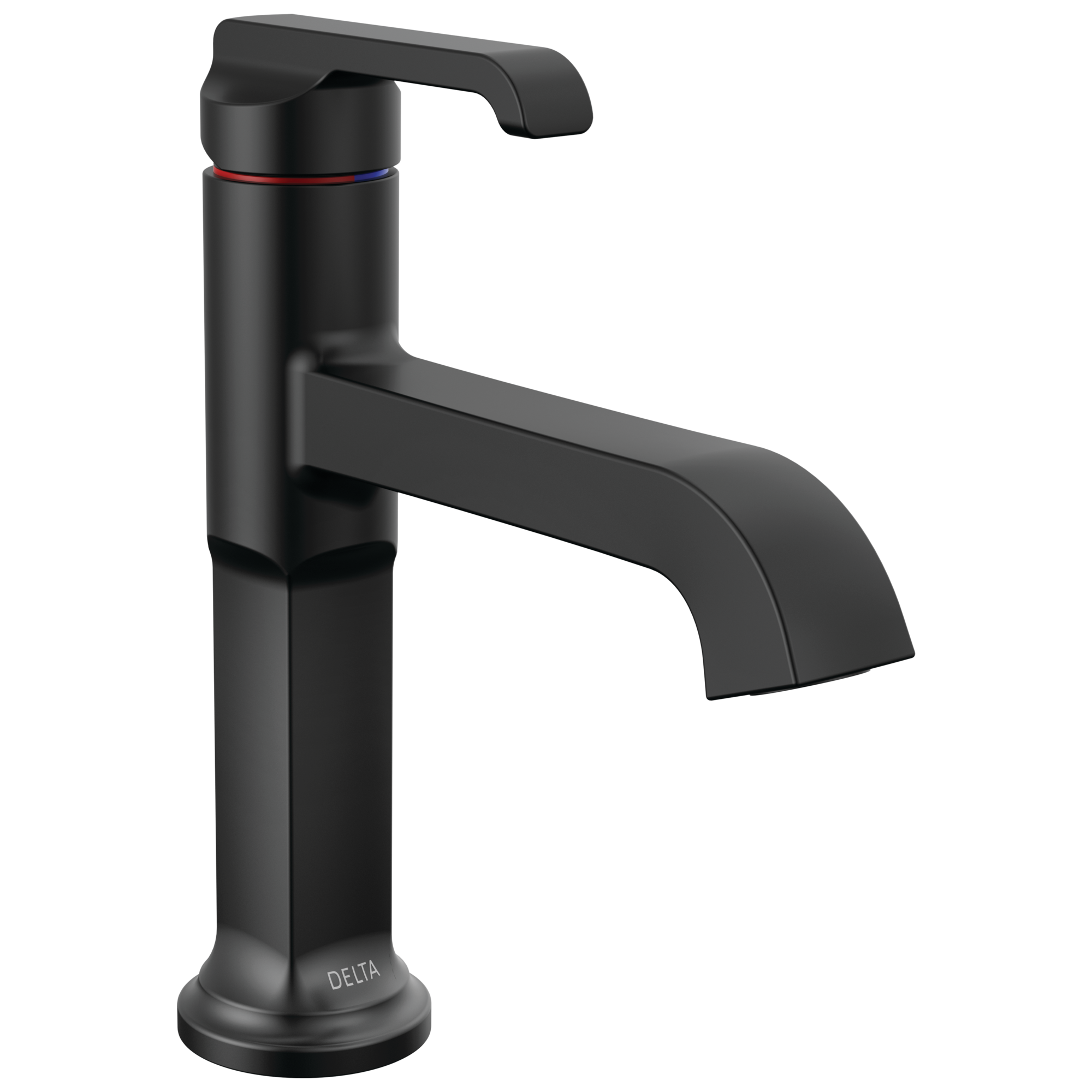 Tetra Matte Black Single hole 1-handle WaterSense Mid-arc Residential Handle Bathroom Sink Faucet with Drain