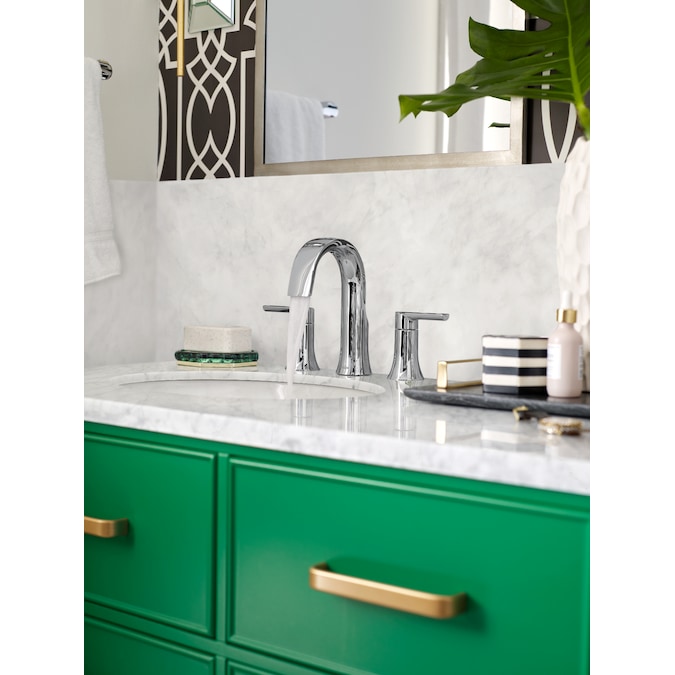 Moen Doux Chrome Widespread 2-Handle WaterSense Bathroom Sink Faucet with Drain