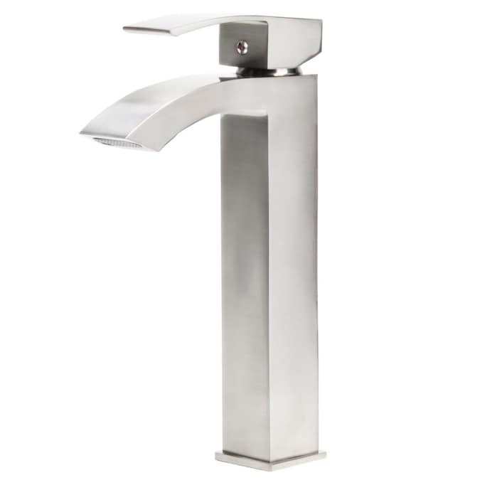 Novatto Steger Brushed Nickel Vessel 1-Handle Waterfall Bathroom Sink Faucet