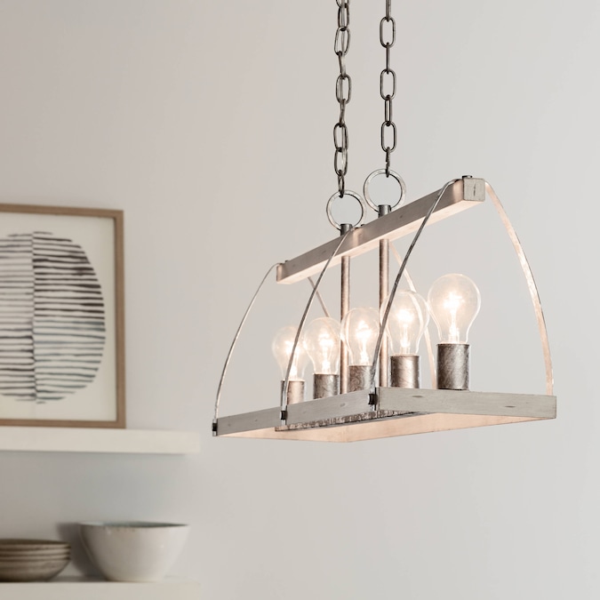 Kichler Gartin 5-Light Galvanized Steel Industrial Linear Large Hanging Kitchen Island Light