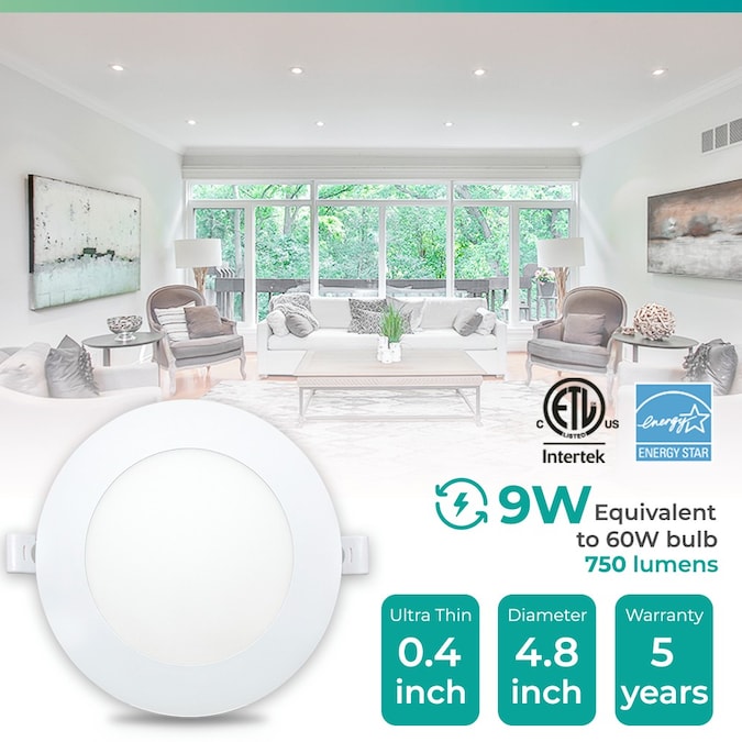Infibrite Canless Slim Round Recessed 6-Pack 4-in LED Remodel or New Construction White Airtight Ic Baffle Canless Recessed Light Kit - Image 3