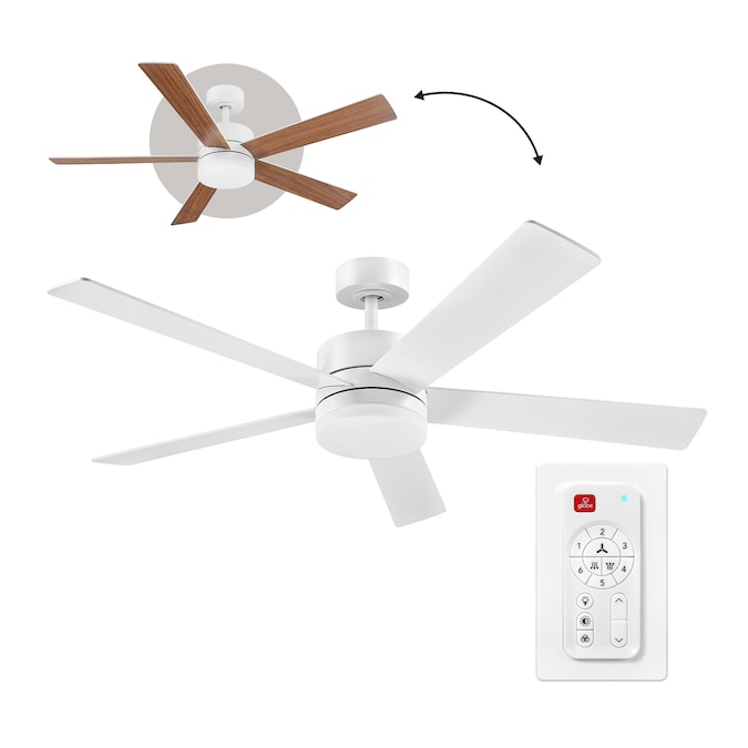 Globe Electric Dayton 52-in Color-Changing Integrated LED Outdoor Smart White with White Blades Ceiling Fan With Light - Remote Included ( 5 -Blade ) - Image 2