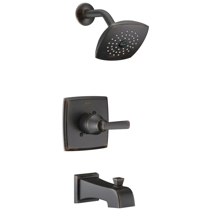 Delta Ashlyn Venetian Bronze 1-handle Single Function Square Bathtub and Shower Faucet Valve Included