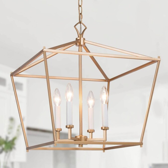 LNC Tabla 4-Light 17.5'' Matte Gold Lantern Modern/Contemporary Lantern LED Medium Hanging Pendant Light