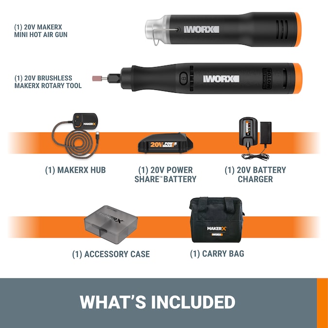 WORX MakerX Variable Cordless 20-volt Max Crafting Rotary Tool Kit - Image 14