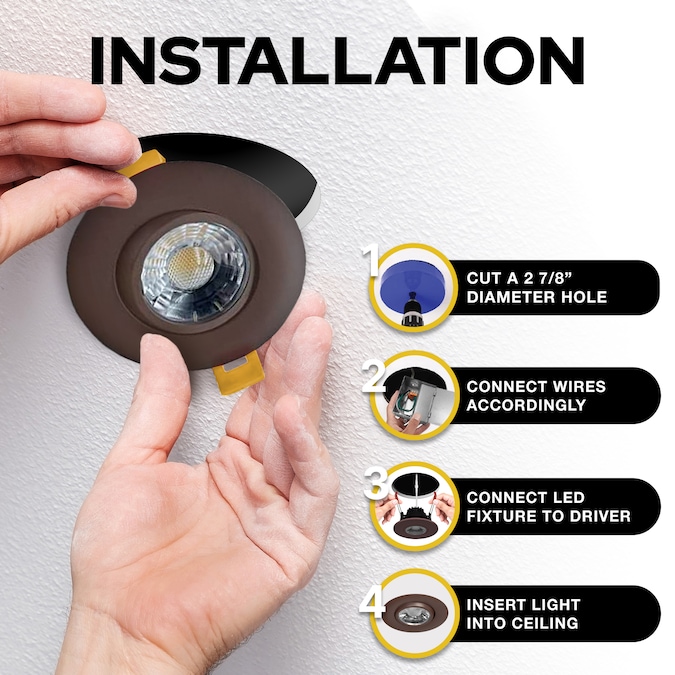 NUWATT Canless Adjustable Lens Gimbal Lights Bronze 3-in 600-Lumen Switchable Round Dimmable LED Canless Shower Recessed Downlight (16-Pack) - Image 3