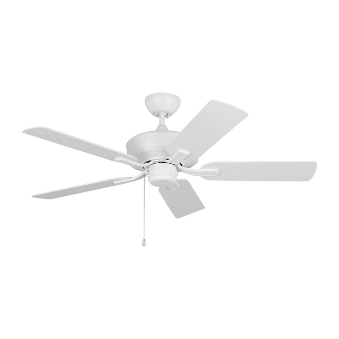 Generation Lighting Linden Outdoor 44-in Matte White Indoor/Outdoor Downrod or Flush Mount Ceiling Fan (5-Blade)