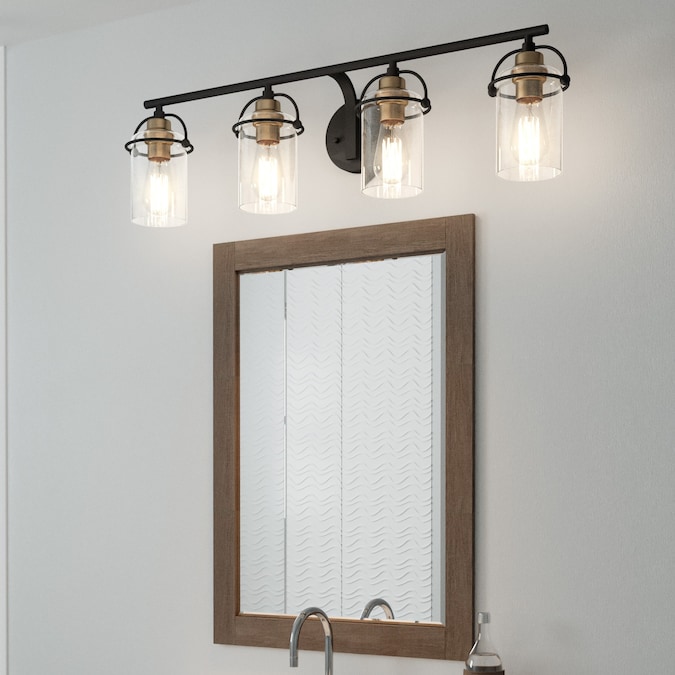 Quoizel Emerson 33.5-in 4-Light Matte Black Industrial Vanity Light