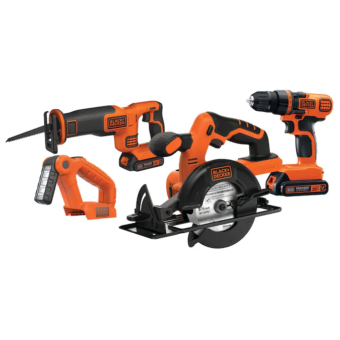 BLACK+DECKER 20-volt 4-Tool Power Tool Combo Kit (2-Batteries Included and Charger Included)