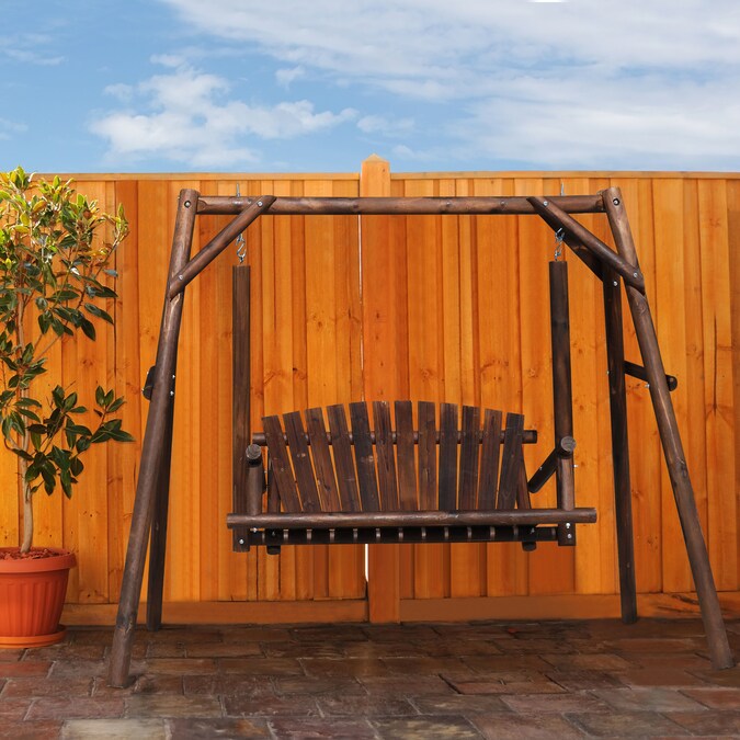 VEIKOUS 2-person Rustic Wood Outdoor Swing