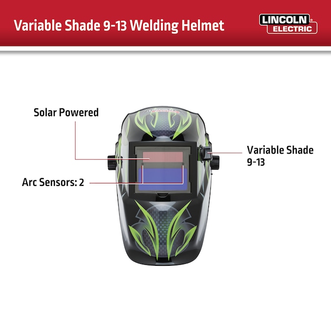Lincoln Electric Auto Darkening Variable Shade Green Welding Helmet - Image 3