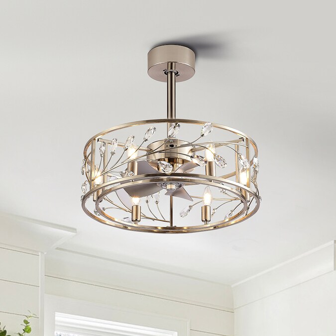 Breezary Fandelier 20-in Nickel with Silver Blades Indoor/Outdoor Cage Ceiling Fan with Light and Remote (5-Blade) - Image 11