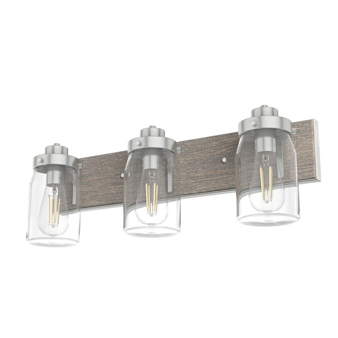 Hunter Devon Park 24-in 3-Light Brushed Nickel LED Rustic Vanity Light