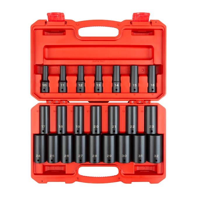 TEKTON 23-pc 1/2 in Drive Deep Impact Socket Set (10-32mm) 6p Case