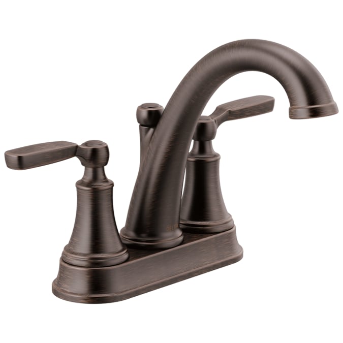 Delta Woodhurst Venetian Bronze 4-in centerset 2-Handle WaterSense Bathroom Sink Faucet with Drain