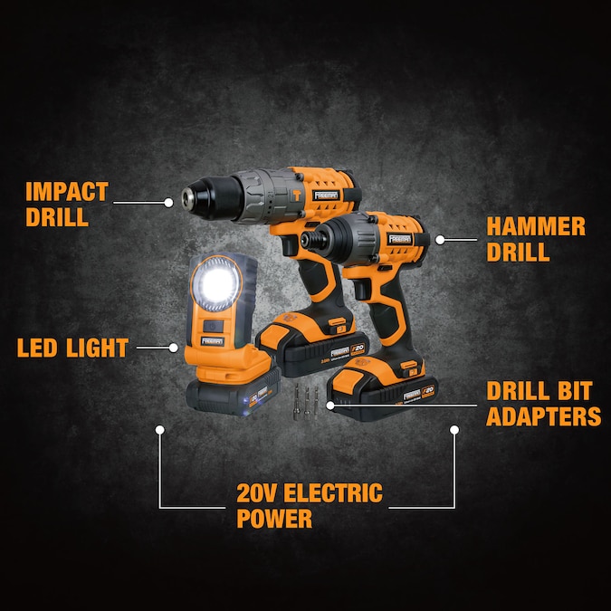 FREEMAN 2-Tool (Battery,Charger and Case Included) 1/2-in 20-volt Max Variable Speed Brushless Cordless Hammer Drill (2-Batteries Included) - Image 8