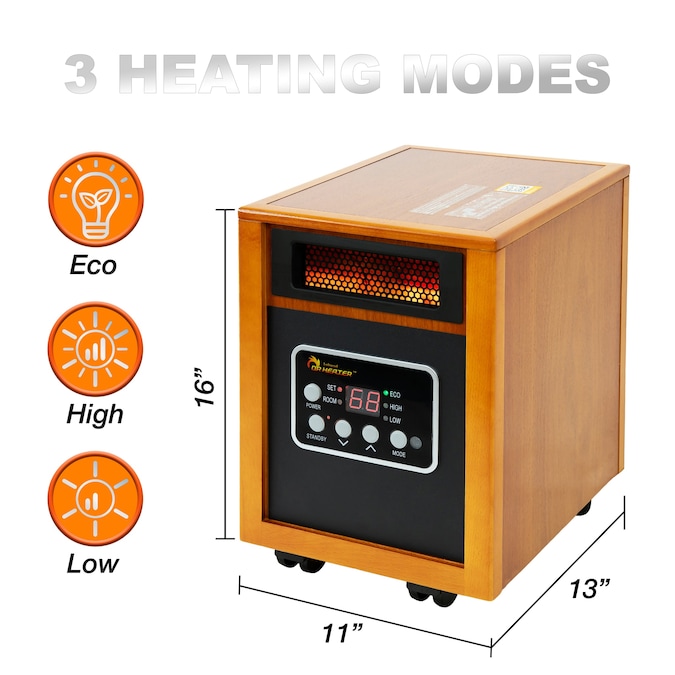 Dr. Infrared Heater Up to 1500-Watt Infrared Quartz Cabinet Indoor Electric Space Heater with Thermostat and Remote Included - Image 3