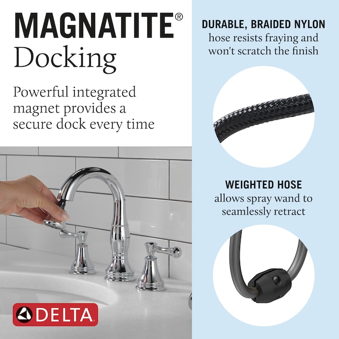 Delta Cassidy Chrome Widespread 2-Handle WaterSense Pull-down Bathroom Sink Faucet with Drain - Image 4