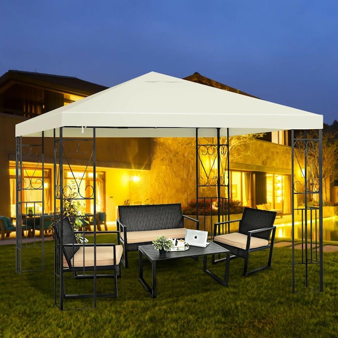 Costway 10-ft x 10-ft Square Beige Party Canopy - Image 8