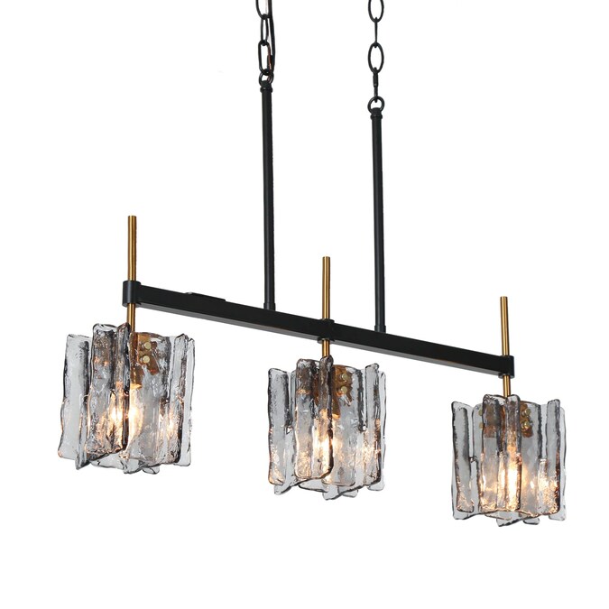LNC Tucana 3-Light Modern/Contemporary Ribbed Glass Linear LED Large Hanging Pendant Light - Image 8