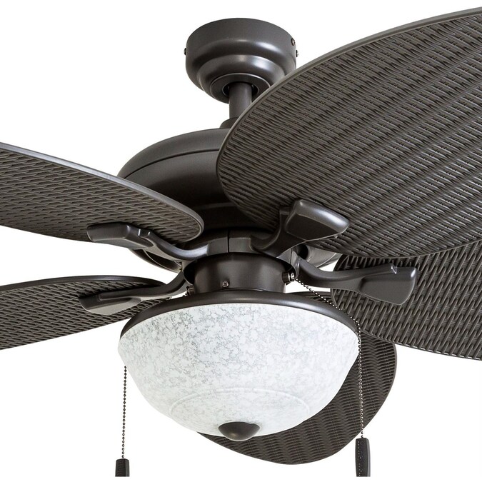 Honeywell Inland Breeze 52-in Bronze with Bronze Palm Leaf/Bronze Wicker Blades LED Indoor/Outdoor Downrod or Flush Mount Ceiling Fan with Light (5-Blade) - Image 9