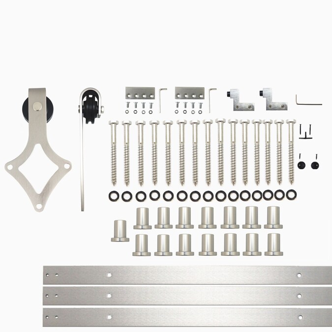 HOMACER 240-in Brushed Nickel Indoor Diamond Single Barn Door Hardware Kit