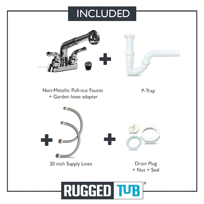 RuggedTub 18-in x 24.5-in 1-Basin Black Freestanding Utility Tub with Drain and Faucet - Image 8