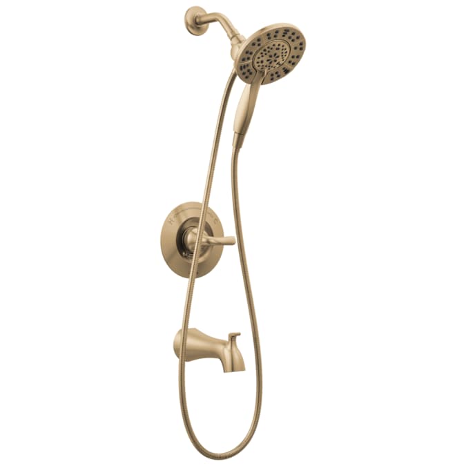 Delta Arvo Champagne Bronze 1-handle Multi-function Round Bathtub and Shower Faucet Valve Included