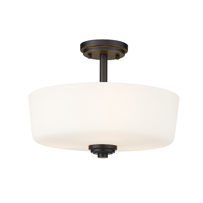 Z-Lite Arlington 3-Light 14.75-in Distressed Bronze Semi Flush Mount Light