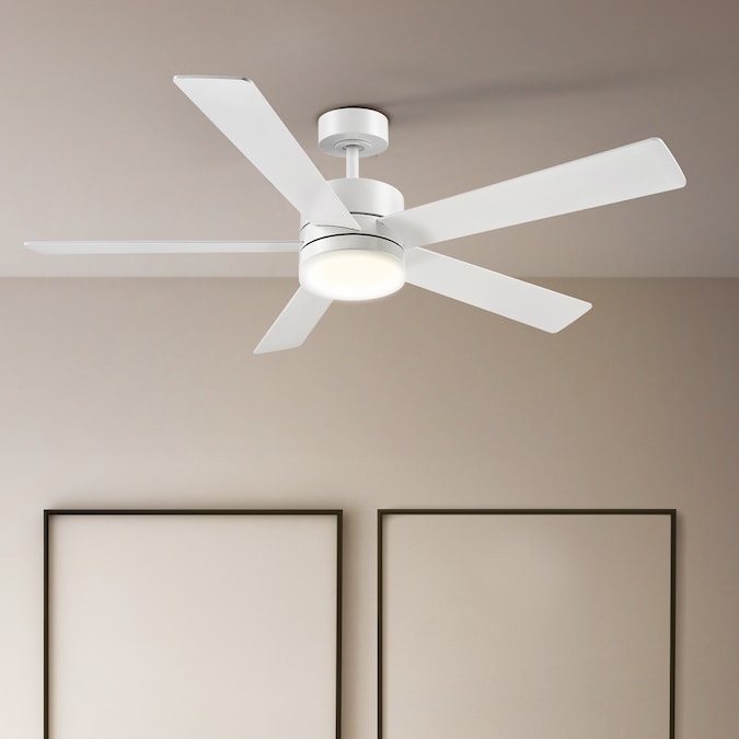 Globe Electric Dayton 52-in Color-Changing Integrated LED Outdoor Smart White with White Blades Ceiling Fan With Light - Remote Included ( 5 -Blade ) - Image 4