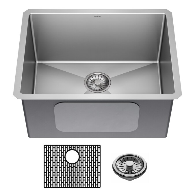 Delta 18-in x 24-in 1-Basin Stainless Steel Undermount Laundry Sink with Drain