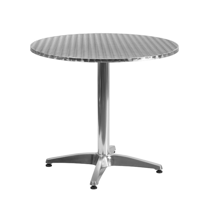 Flash Furniture Mellie Aluminum Round Contemporary/Modern Dining Table, Metal with Gray Metal Base 31.5-in L x 27.5-in H