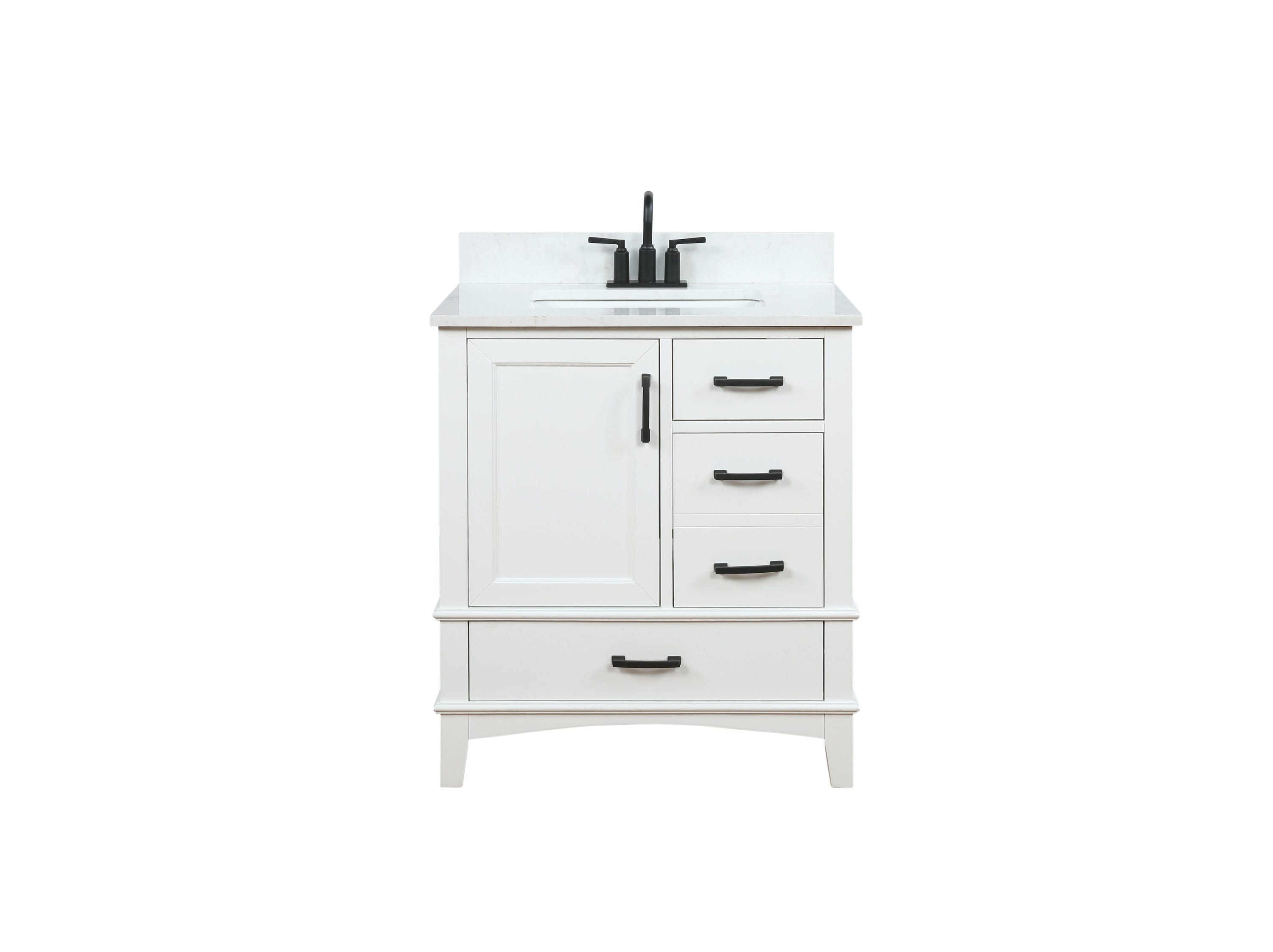 Emily 30-in White Single sink Bathroom Vanity with Carrara Cultured Marble Cultured marble Top