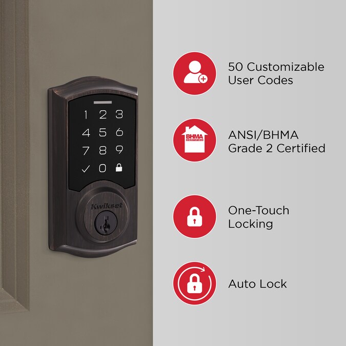 Kwikset Touchpad 270 SmartCode Venetian Bronze Electronic Deadbolt Smartkey with Keypad - Image 4