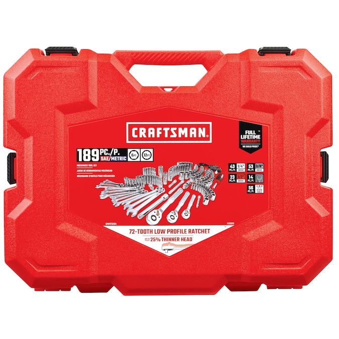 CRAFTSMAN 189-Piece Standard (SAE) and Metric Polished Chrome Mechanics Tool Set with Hard Case - Image 10