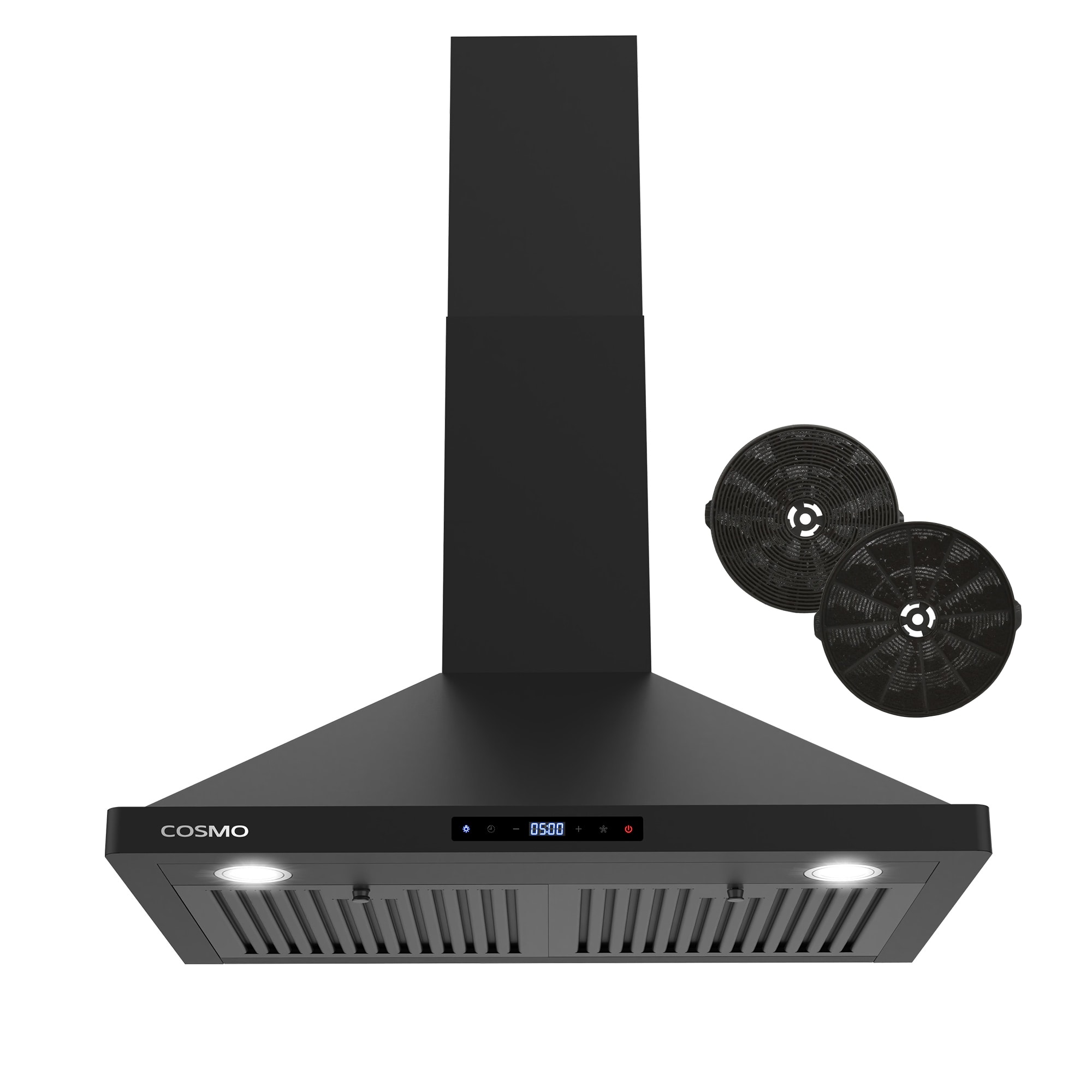 30 inch Ductless 380-CFM Recirculating Black Wall-Mounted Range Hood with Charcoal Filter