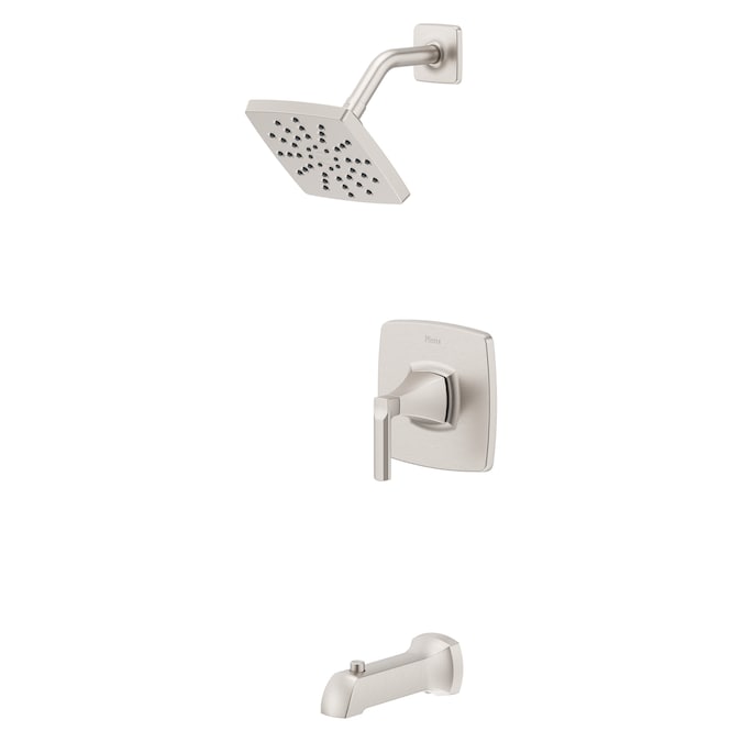 Pfister Vaneri Spot Defense Brushed Nickel 1-handle Single Function Square Bathtub and Shower Faucet Valve Included
