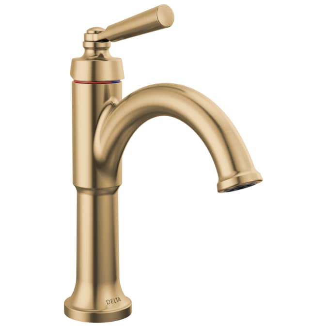 Delta Saylor Champagne Bronze Single Hole 1-Handle WaterSense Bathroom Sink Faucet with Drain and Deck Plate
