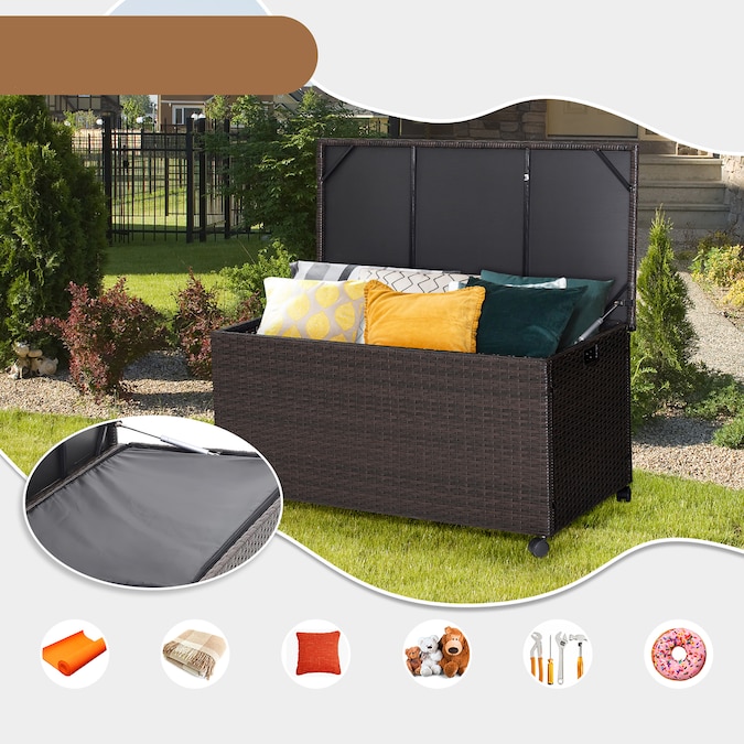 Goplus Made of premium rattan and high-strength steel, our storage case is of high stability and durability. With waterproof and zippered liner, it can keep all of your items in good condition. - Image 4