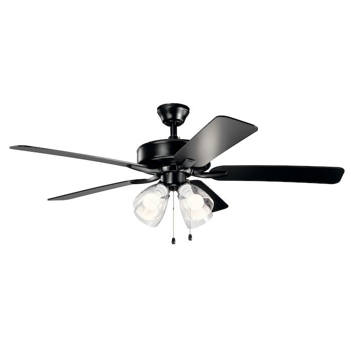 Kichler Basics Pro Premier 52-in Satin Black with Satin Black/Silver Blades Indoor Ceiling Fan with Light (5-Blade)