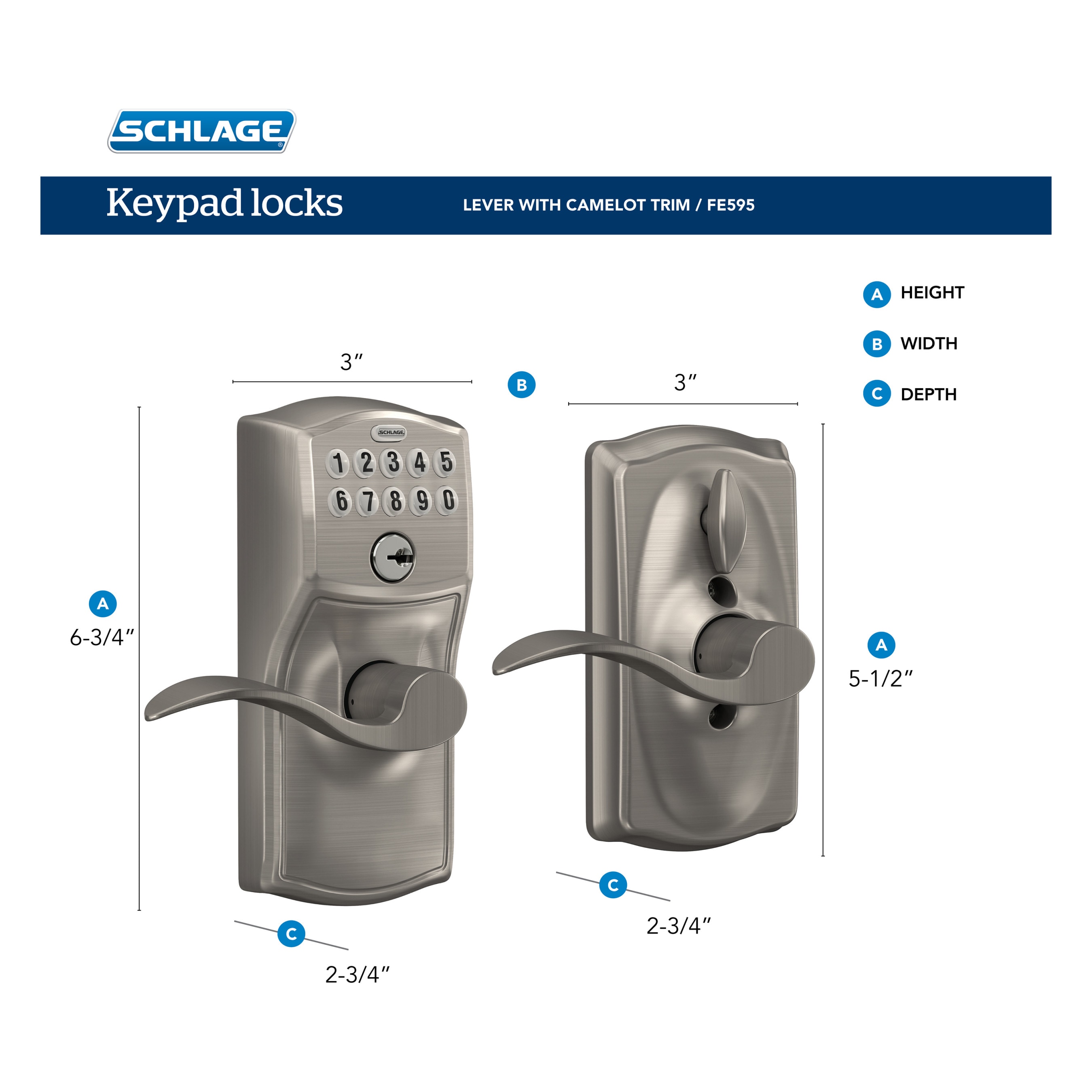 Camelot-Accent Satin Nickel Electronic Handle and Keypad - Image 5