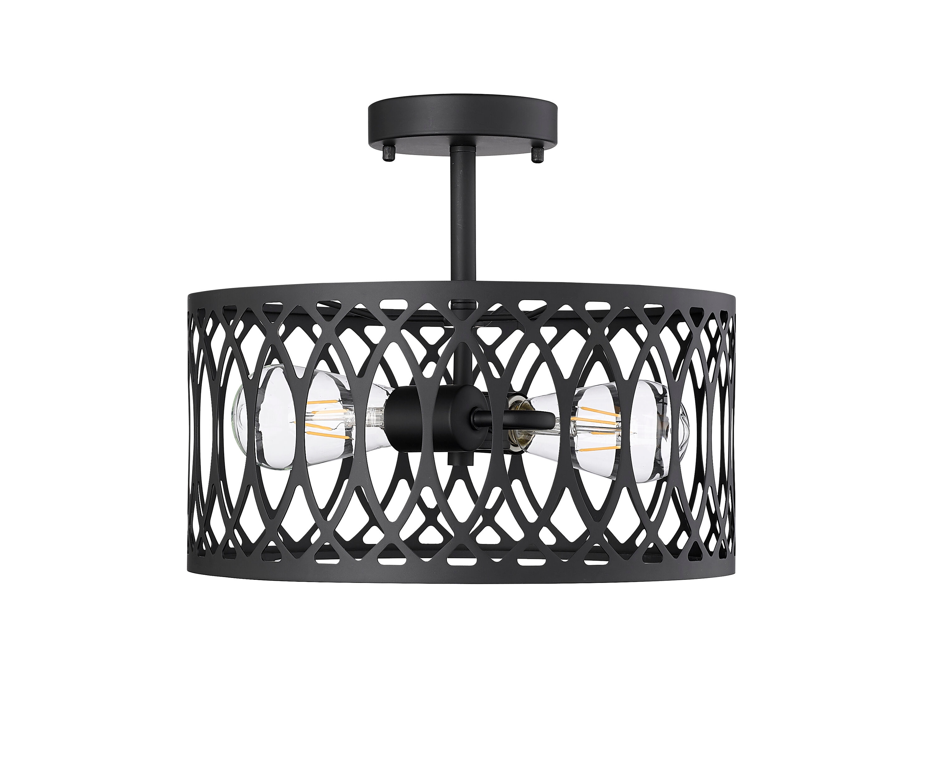 Arelyn 1 -Light 13-in Matte Black Semi Flush Mount Light
